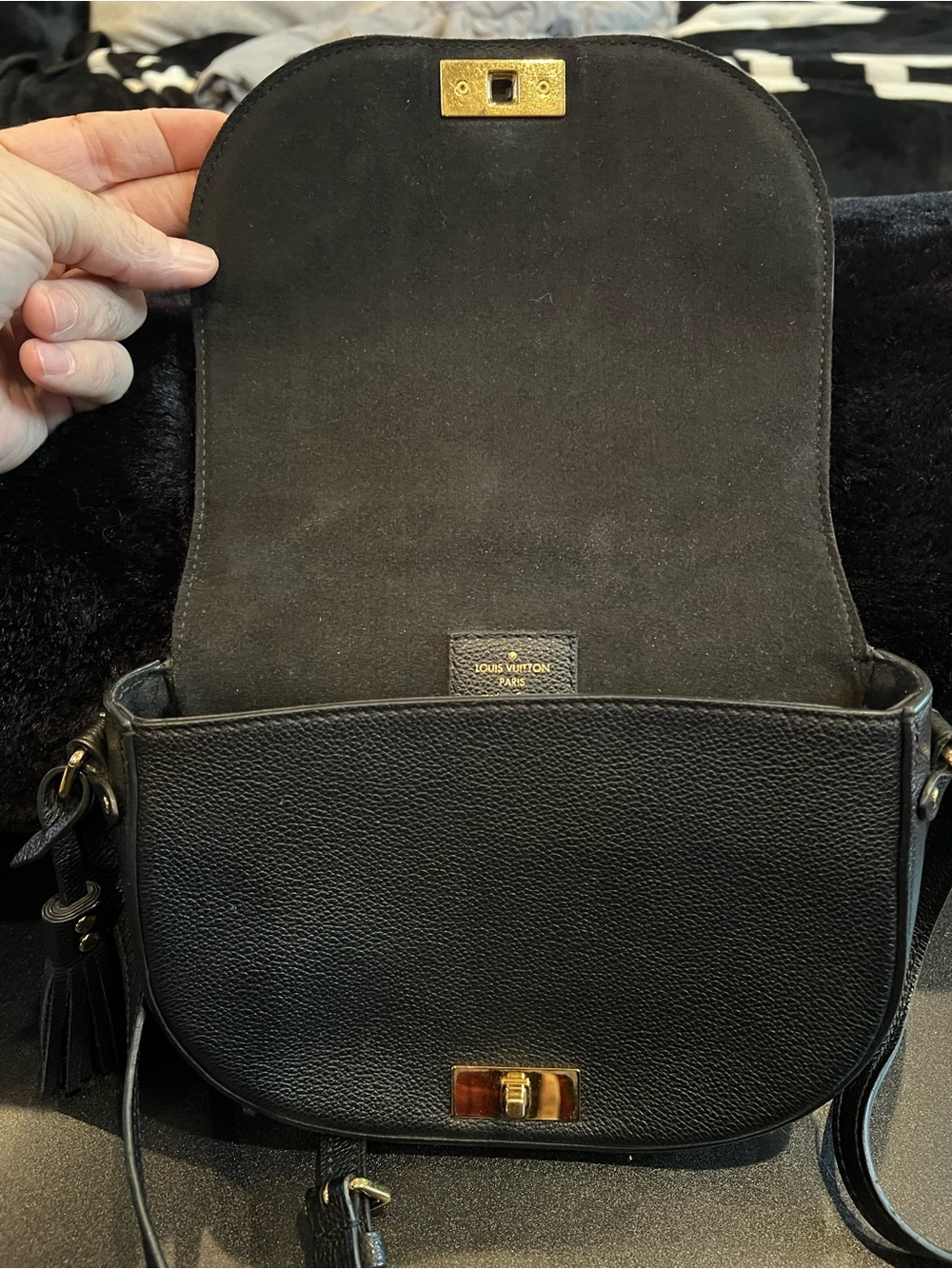 Louis Vuitton Black Empreinte Leather Monogram Junot Crossbody Purse - Picture 8 of 15
